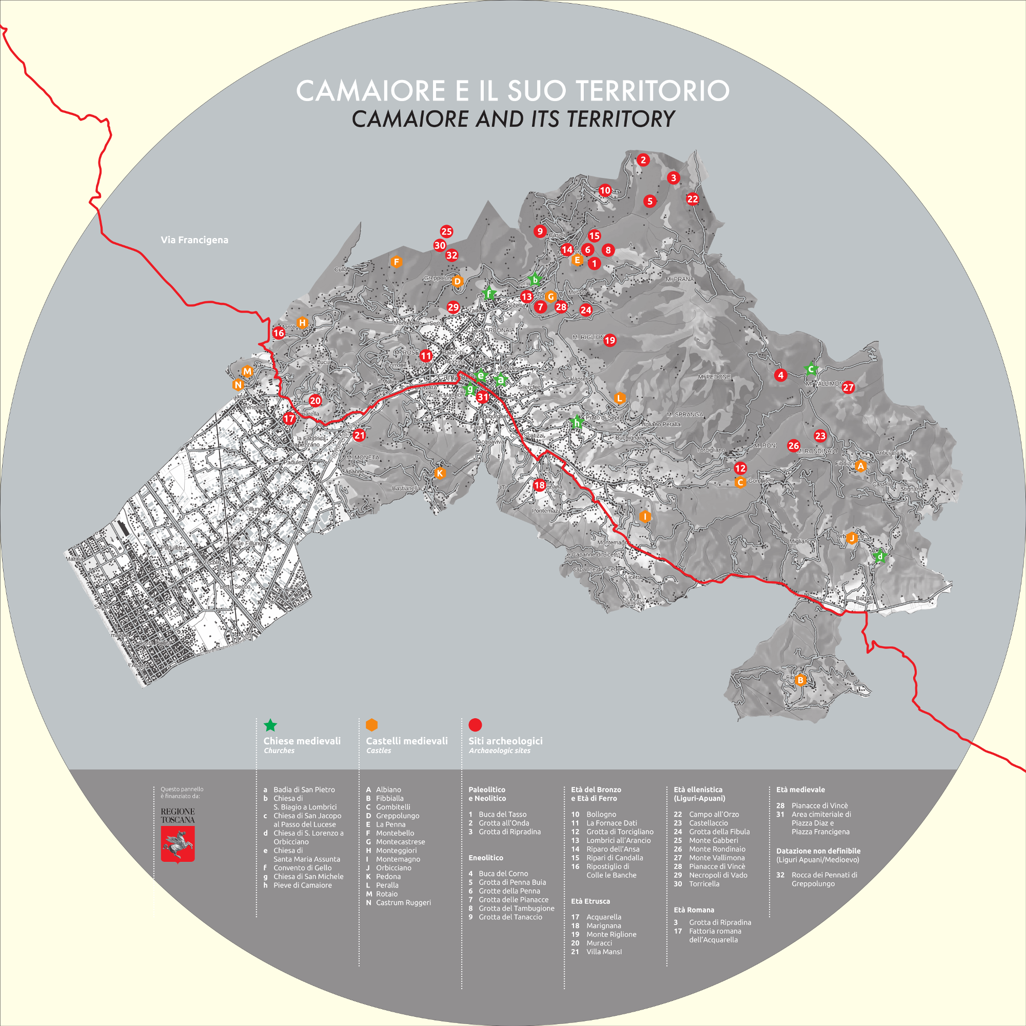 Mappa siti archeologici Comune di Camaiore